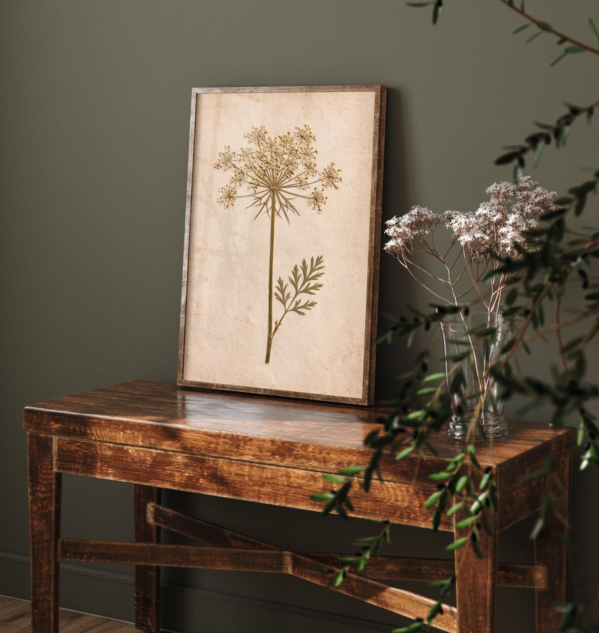 Queen Anne's Lace Art Print - Vintage Pressed Flower Photo - Wild Carrot Poster - Cream Cottage Herbarium 3/3
