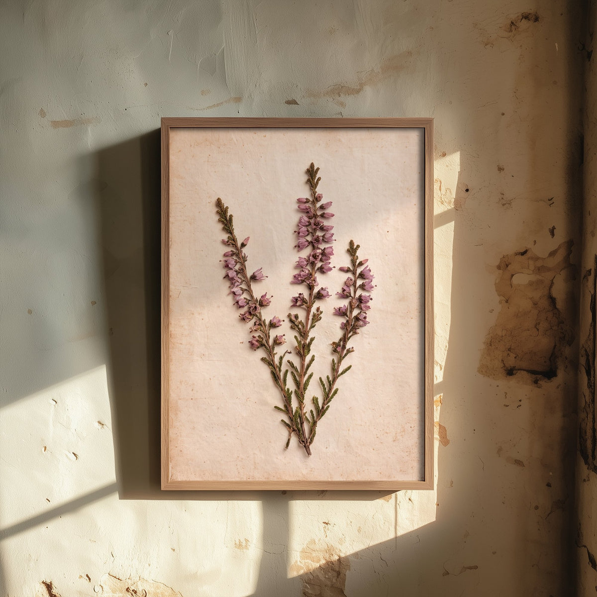 Pressed Heather Art Print - Vintage Moorland Herbarium Poster - Calluna Ling Sprigs Botanical Photo 1/3