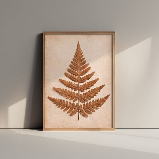 Pressed Bracken Fern Art Print - Rust Autumn Frond Vintage Herbarium Poster - Moorland Botanical Photo 2/3