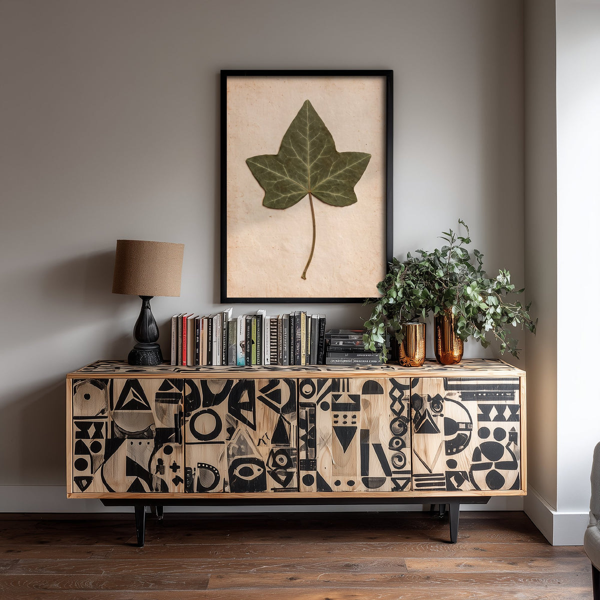Pressed Ivy Leaf Art Print - English Ivy Vintage Herbarium Poster - Green Cottage Garden Botanical Photo 1/3
