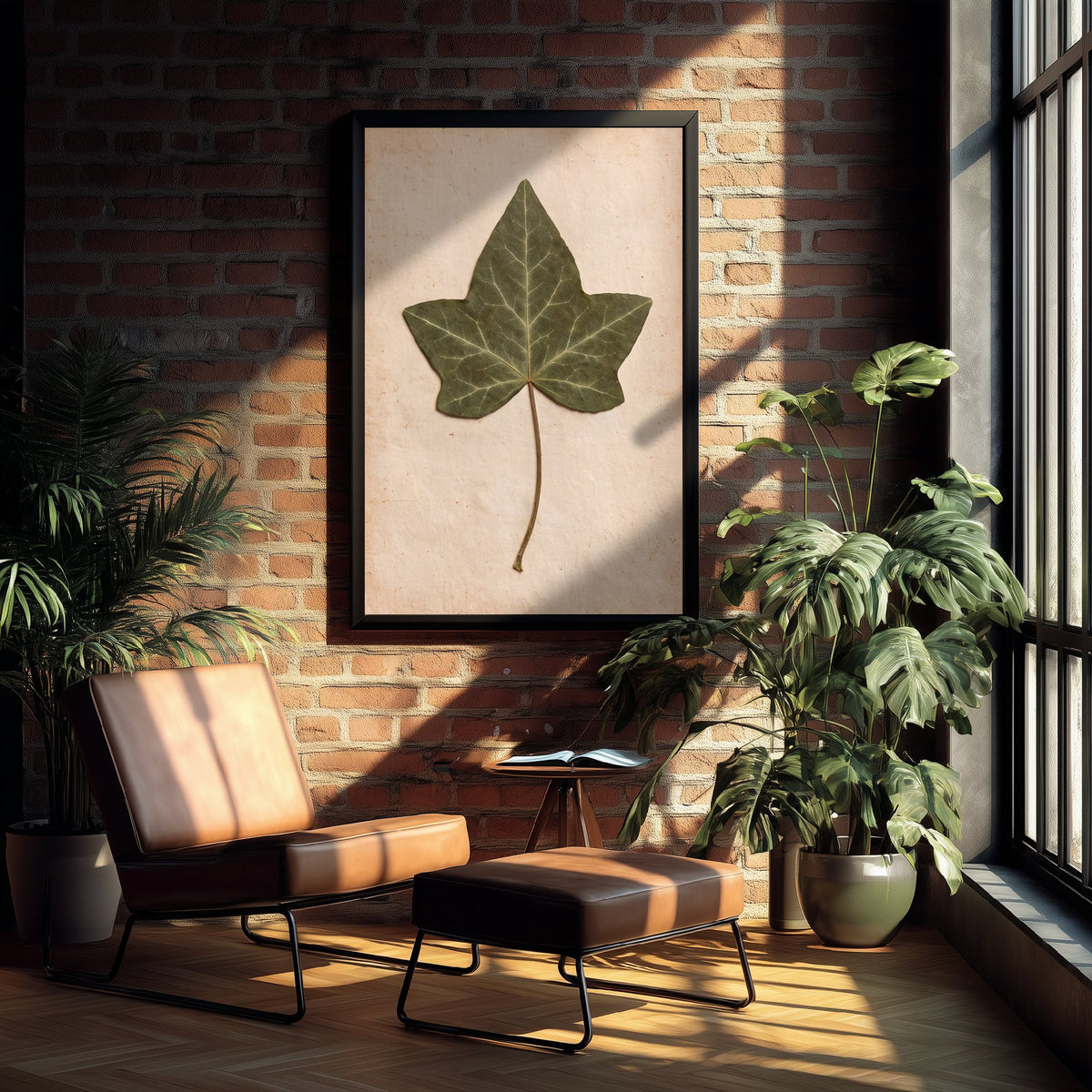 Pressed Ivy Leaf Art Print - English Ivy Vintage Herbarium Poster - Green Cottage Garden Botanical Photo 1/3