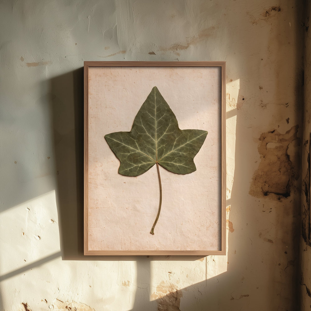 Pressed Ivy Leaf Art Print - English Ivy Vintage Herbarium Poster - Green Cottage Garden Botanical Photo 1/3
