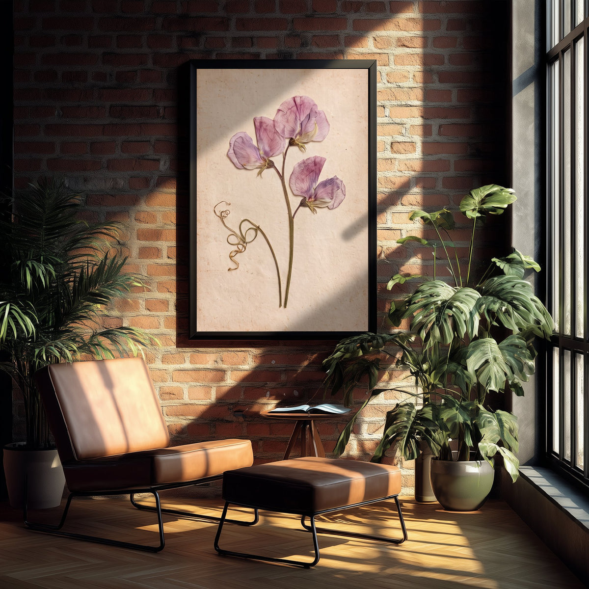 Pressed Sweet Pea Art Print - Lilac Vintage Herbarium Poster - Cottage Garden Flower Botanical Photo 3/3