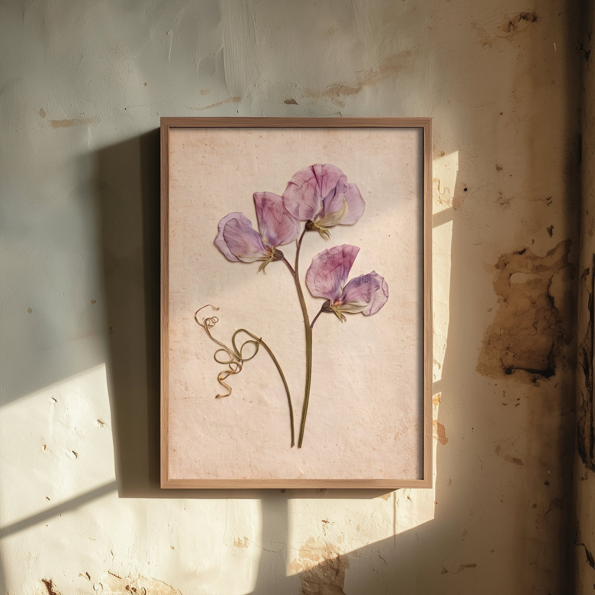 Pressed Sweet Pea Art Print - Lilac Vintage Herbarium Poster - Cottage Garden Flower Botanical Photo 3/3