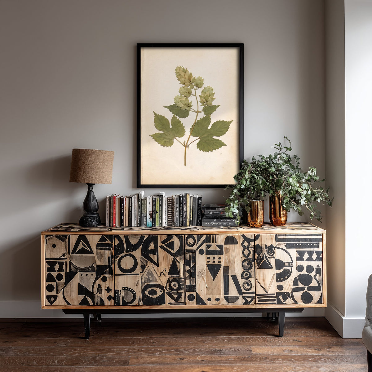 Hop Bine Photo Poster - Kentish Hop Garden Art Print - Antique Herbarium Book Page Botanical - Green Vine Leaves V2 2/3