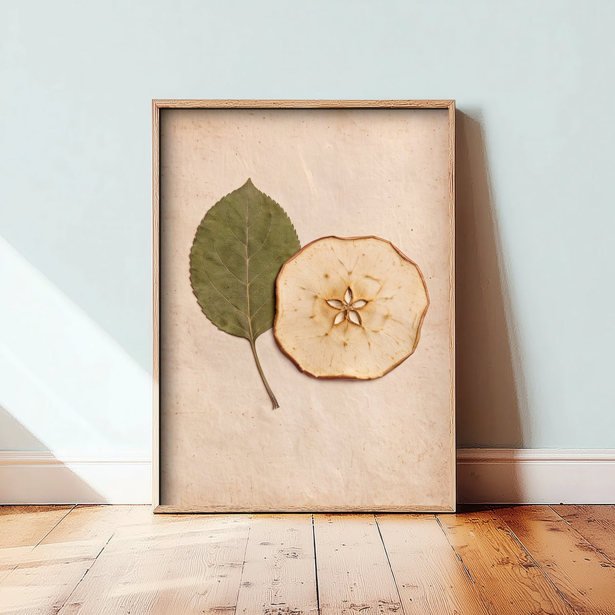 Apple Leaf and Dried Apple Slice Art Print - Kent Orchard Harvest Photo Poster - Vintage Pressed Botanical Kitchen V1 1/3