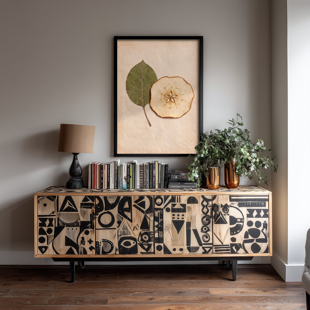 Apple Leaf and Dried Apple Slice Art Print - Kent Orchard Harvest Photo Poster - Vintage Pressed Botanical Kitchen V1 1/3