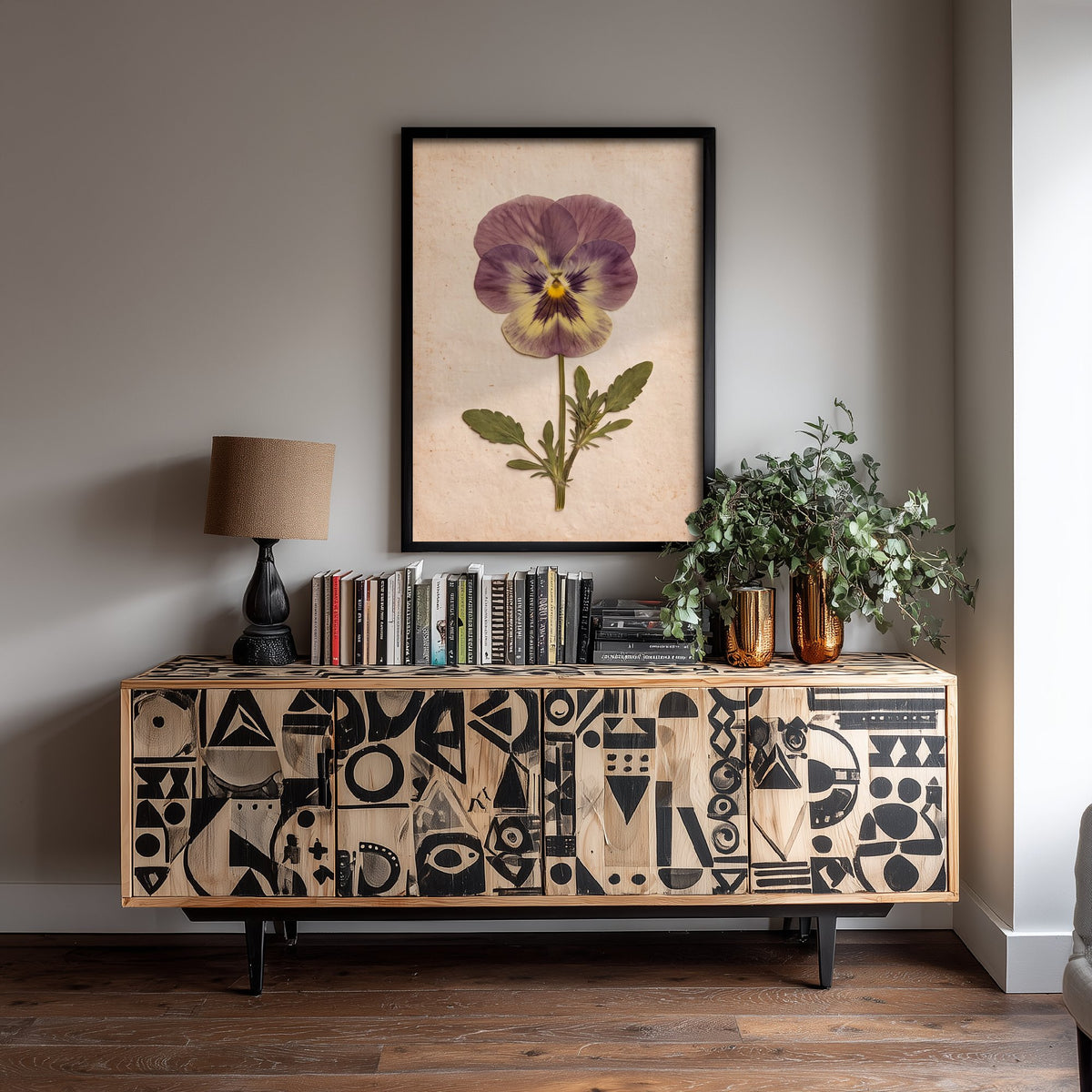 Pressed Pansy Art Print - Purple Viola Bloom Photo - Vintage Herbarium Poster - Victorian Cottage Garden Flower 3/3