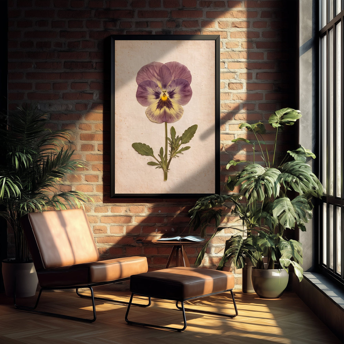 Pressed Pansy Art Print - Purple Viola Bloom Photo - Vintage Herbarium Poster - Victorian Cottage Garden Flower 3/3
