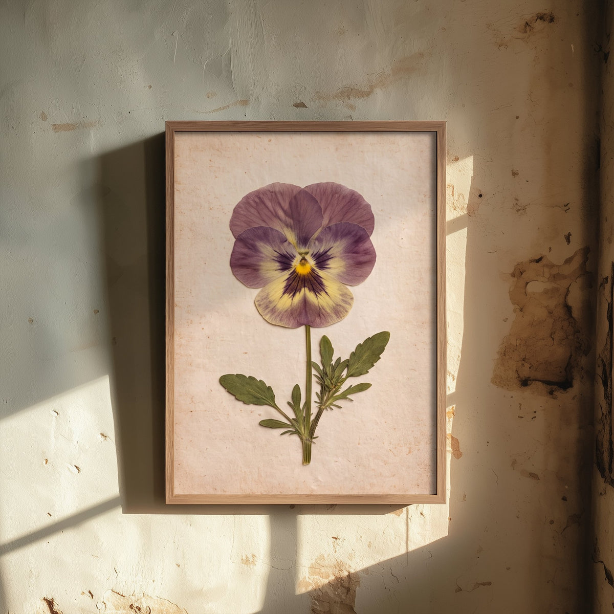 Pressed Pansy Art Print - Purple Viola Bloom Photo - Vintage Herbarium Poster - Victorian Cottage Garden Flower 3/3