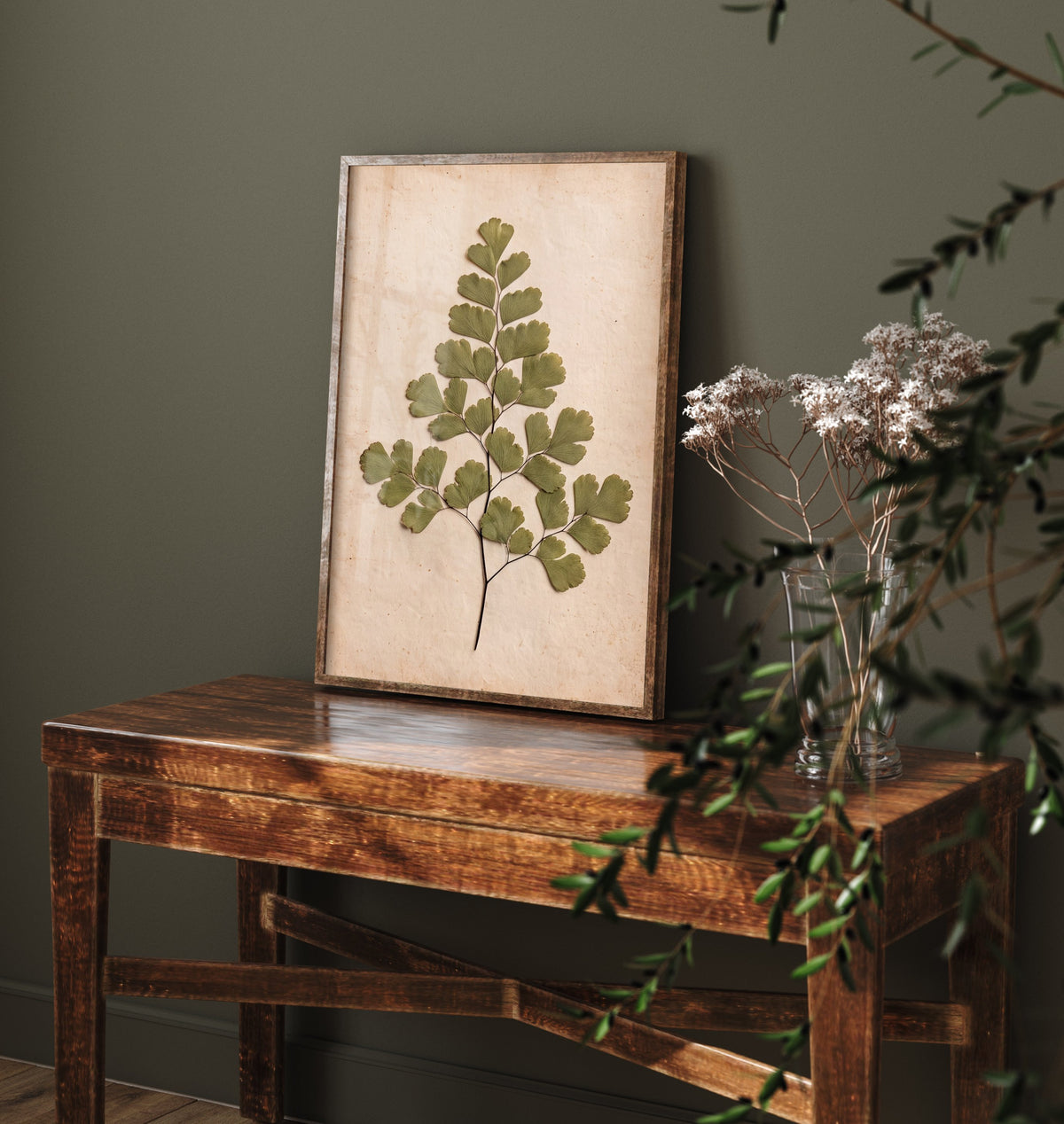 Pressed Maidenhair Fern Art Print - Delicate Fan Leaf Photo - Vintage Herbarium Poster - French Country Botanical 2/3