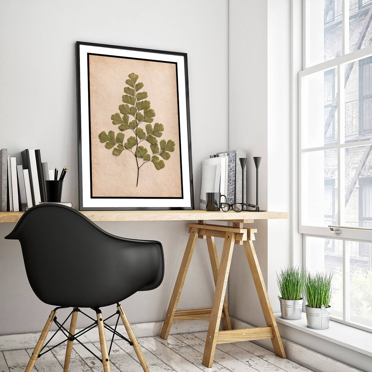 Pressed Maidenhair Fern Art Print - Delicate Fan Leaf Photo - Vintage Herbarium Poster - French Country Botanical 2/3