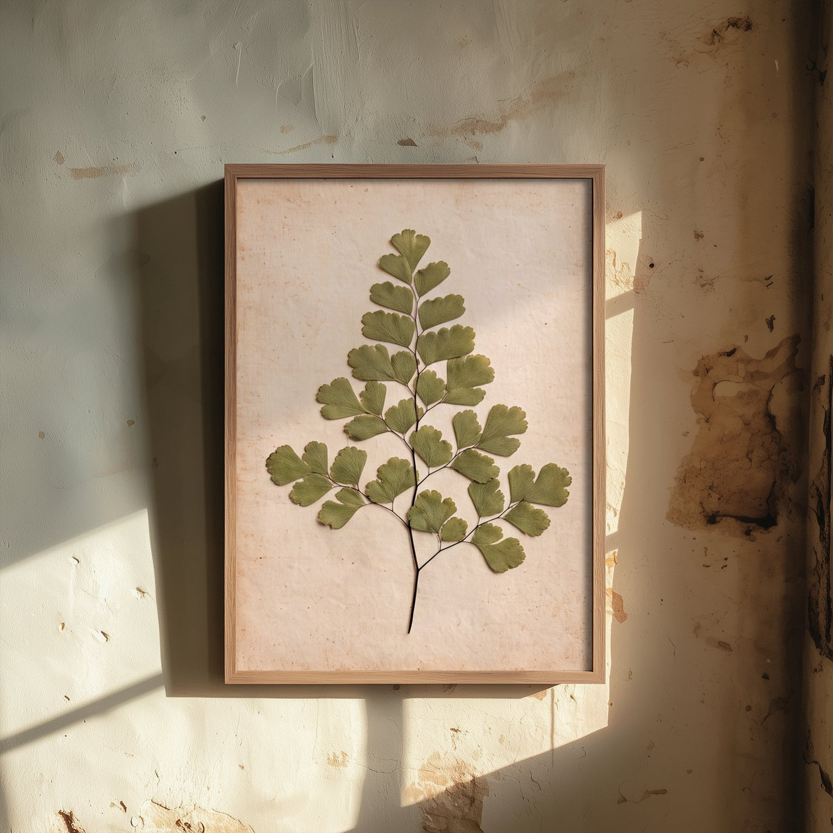 Pressed Maidenhair Fern Art Print - Delicate Fan Leaf Photo - Vintage Herbarium Poster - French Country Botanical 2/3