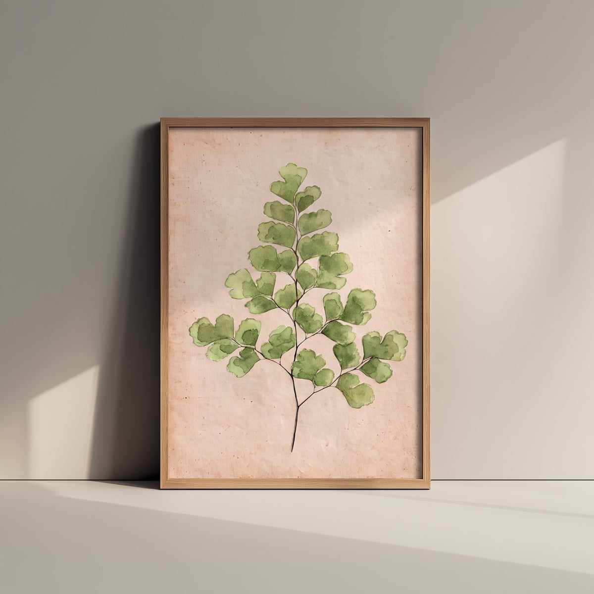 Maidenhair Fern Watercolour Art Print - Delicate Green Fern Painting - Vintage Pressed Botanical Style Poster 2/3