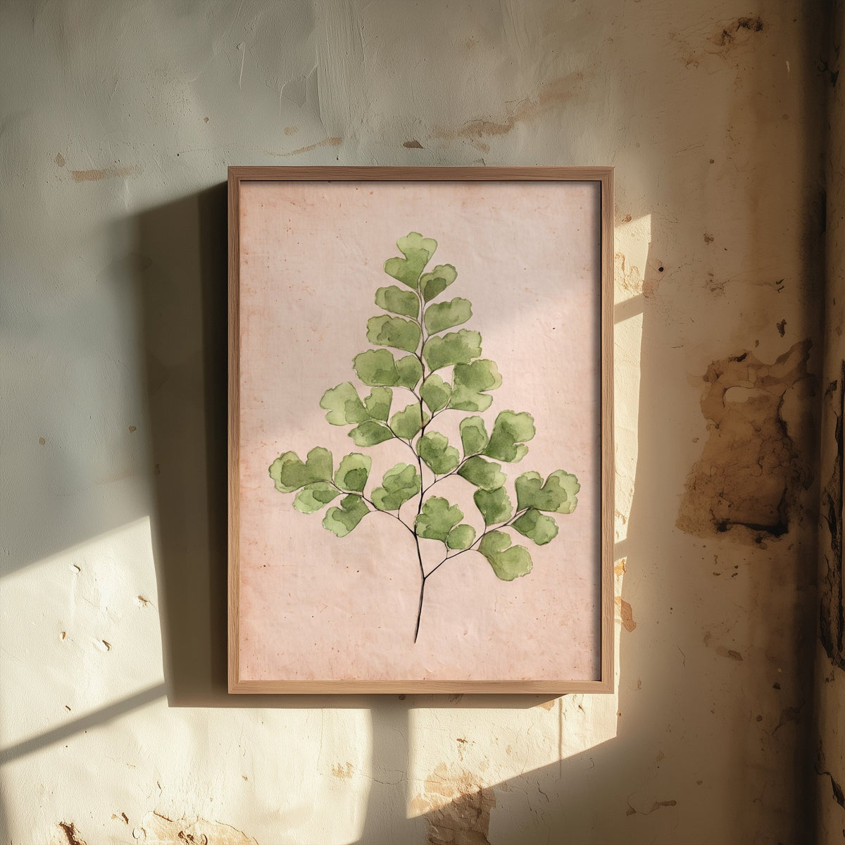 Maidenhair Fern Watercolour Art Print - Delicate Green Fern Painting - Vintage Pressed Botanical Style Poster 2/3