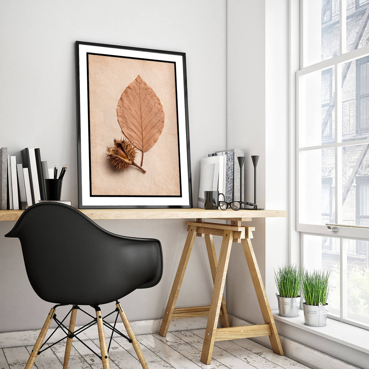 Beech Leaf Art Print - New Forest Pressed Autumn Leaf and Beech Nut Photo - Vintage Herbarium Poster - Rustic Botanical 1/3