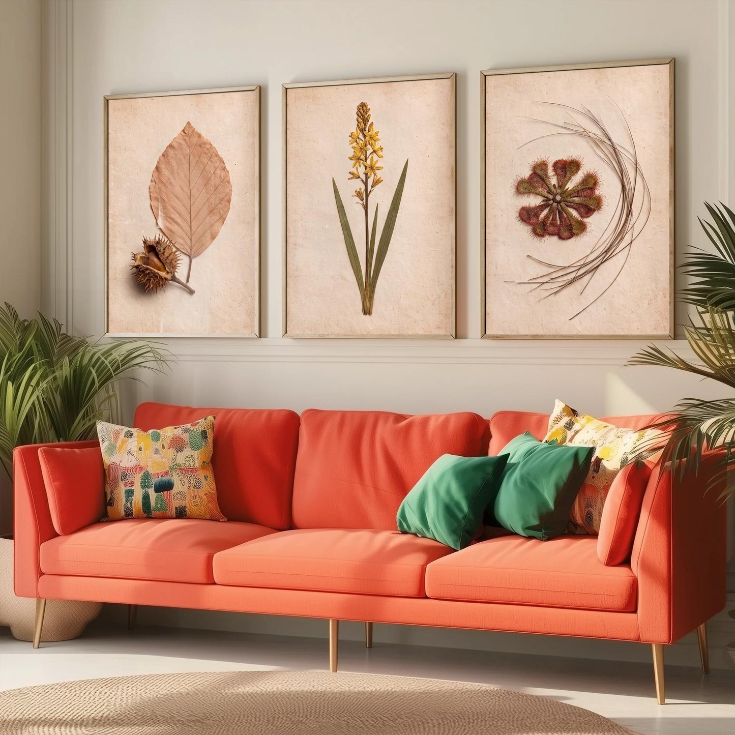 New Forest Set of Three Art Prints - Pressed Beech Leaf, Bog Asphodel, Sundew - Heathland Herbarium Photo Posters - Wild Botanical Decor