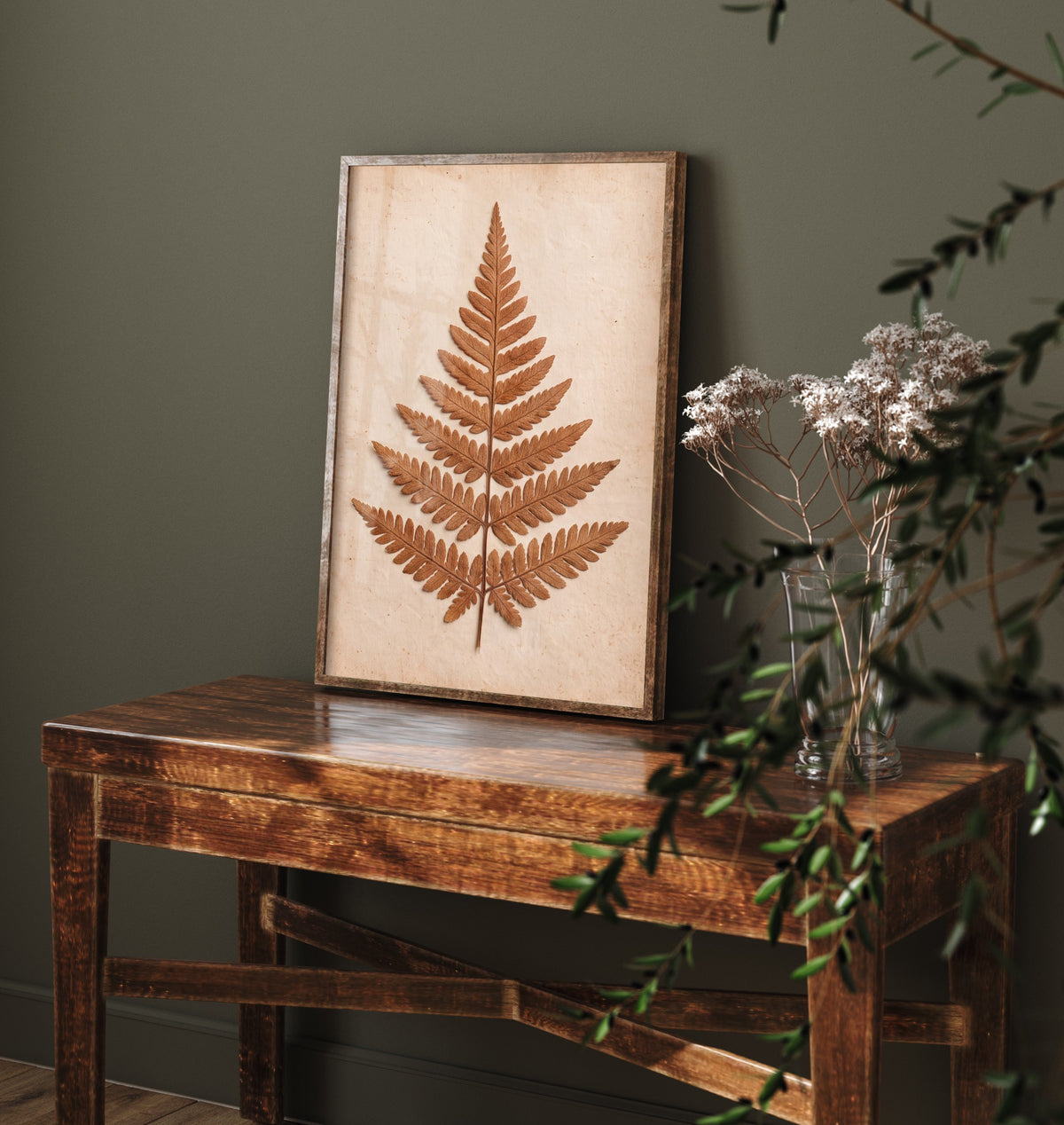 Bracken Fern Art Print - New Forest Pressed Autumn Frond Photo - Vintage Rust Herbarium Poster - Woodland Botanical 2/3