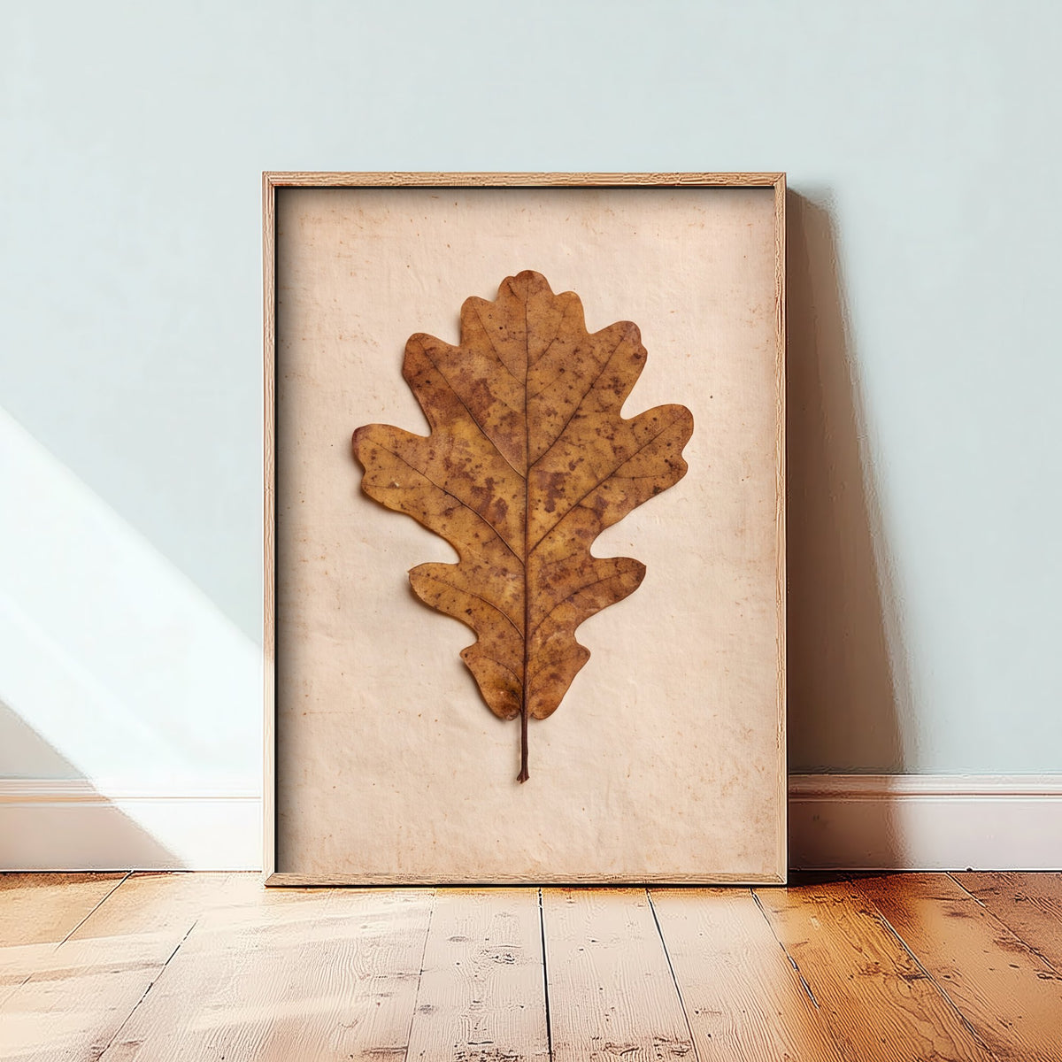 Pressed Oak Leaf Art Print - Vintage Autumn Herbarium Photo - Rustic Neutral Botanical Poster 1/3