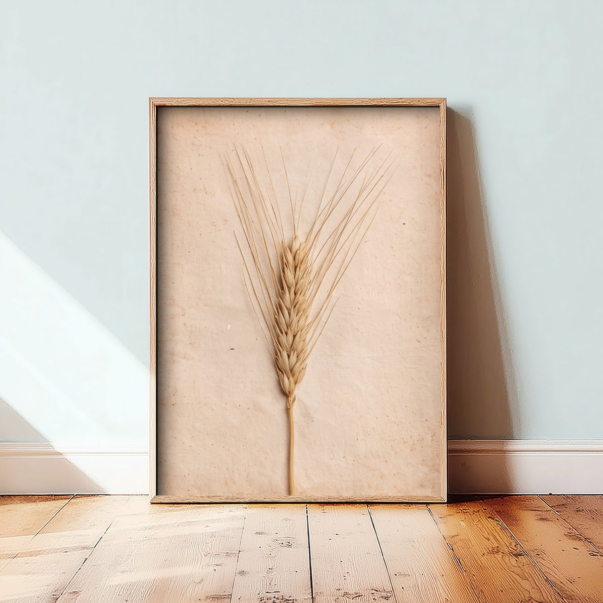 Pressed Wheat Ear Art Print - Vintage Farmhouse Herbarium Photo - Neutral Harvest Grain Poster 2/3