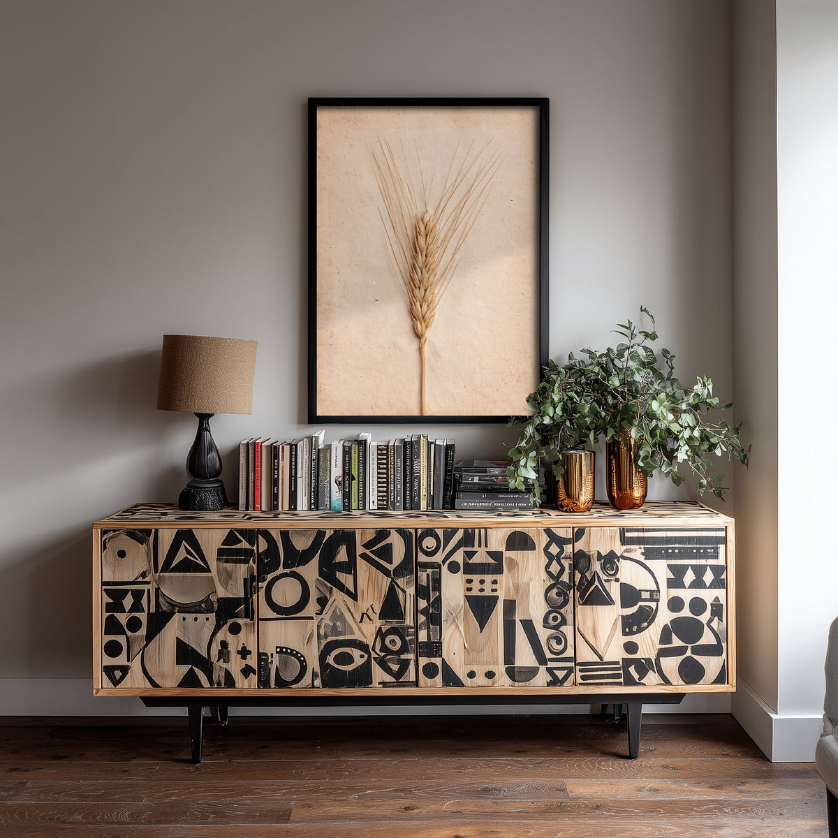 Pressed Wheat Ear Art Print - Vintage Farmhouse Herbarium Photo - Neutral Harvest Grain Poster 2/3