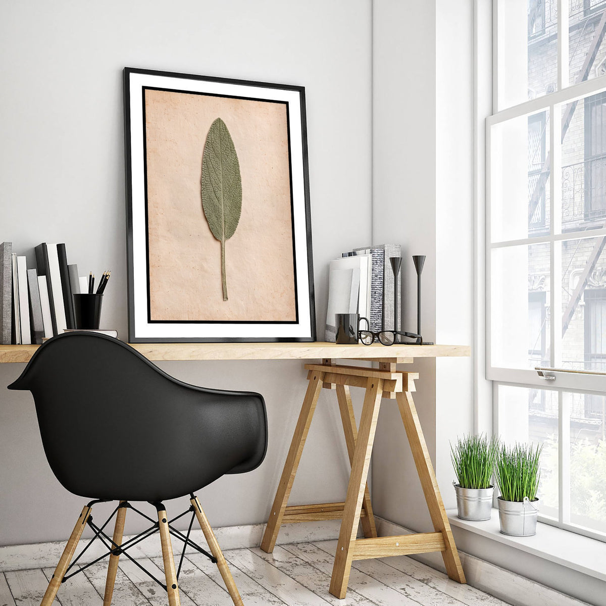 Pressed Sage Leaf Art Print - Vintage Kitchen Herbarium Photo - Culinary Herb Poster 1/3