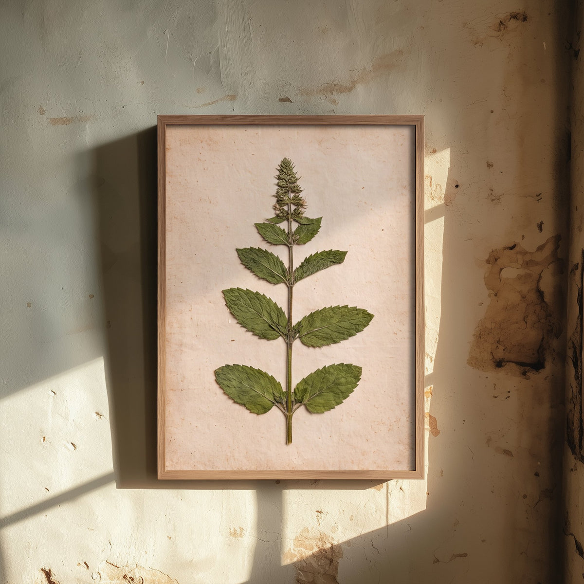 Pressed Mint Sprig Art Print - Vintage Kitchen Herbarium Photo - Cottage Culinary Herb Poster 2/3