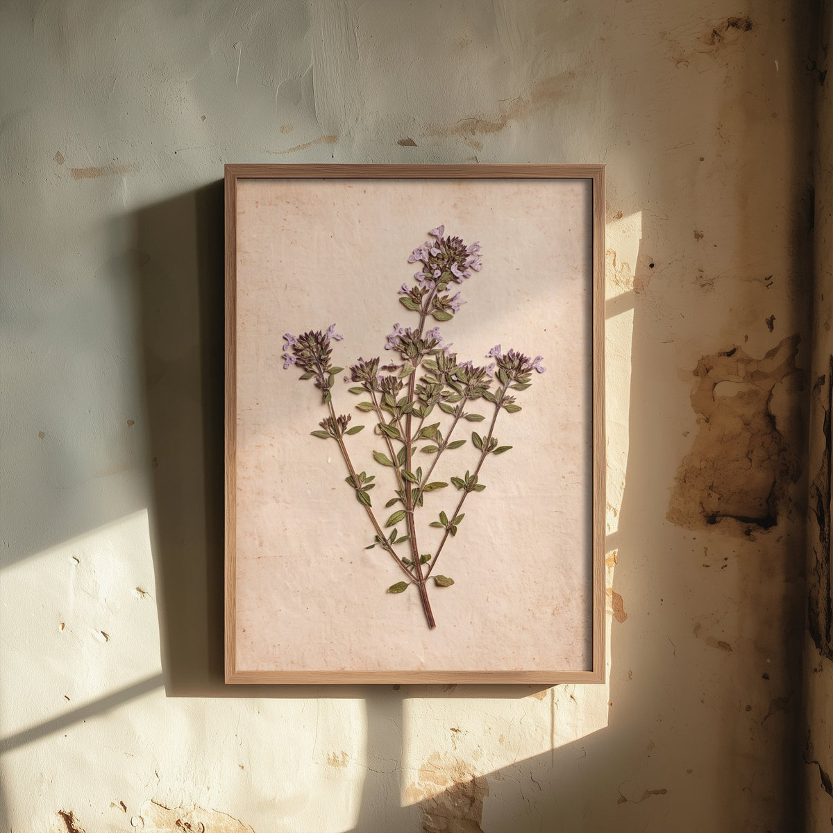 Pressed Thyme Art Print - Flowering Herb Herbarium Photo - Vintage Purple Kitchen Poster 3/3