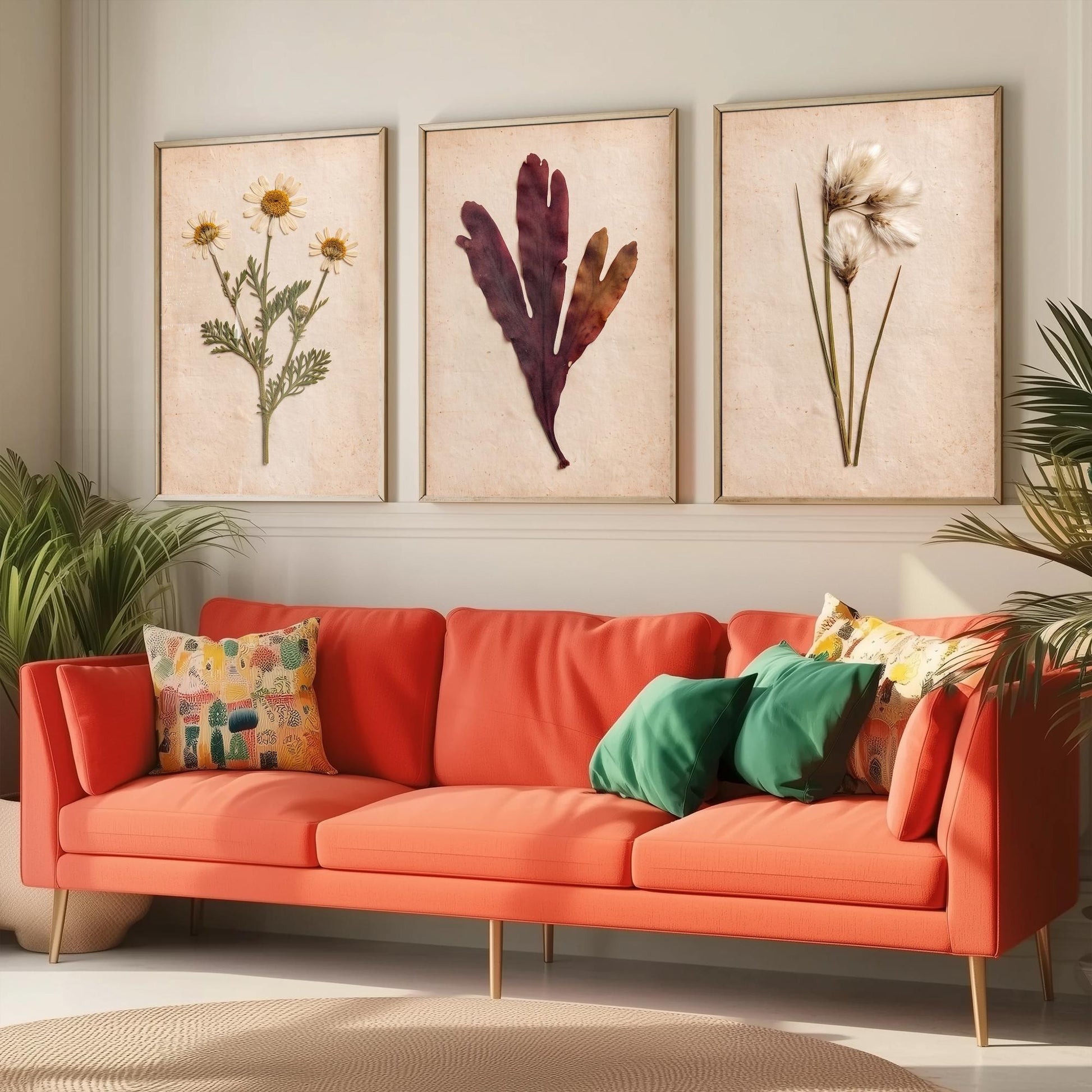 Shetland Shoreline Set of Three Art Prints - Sea Mayweed Dulse Seaweed Cotton Grass - Pressed Coastal Botanical Poster Photo