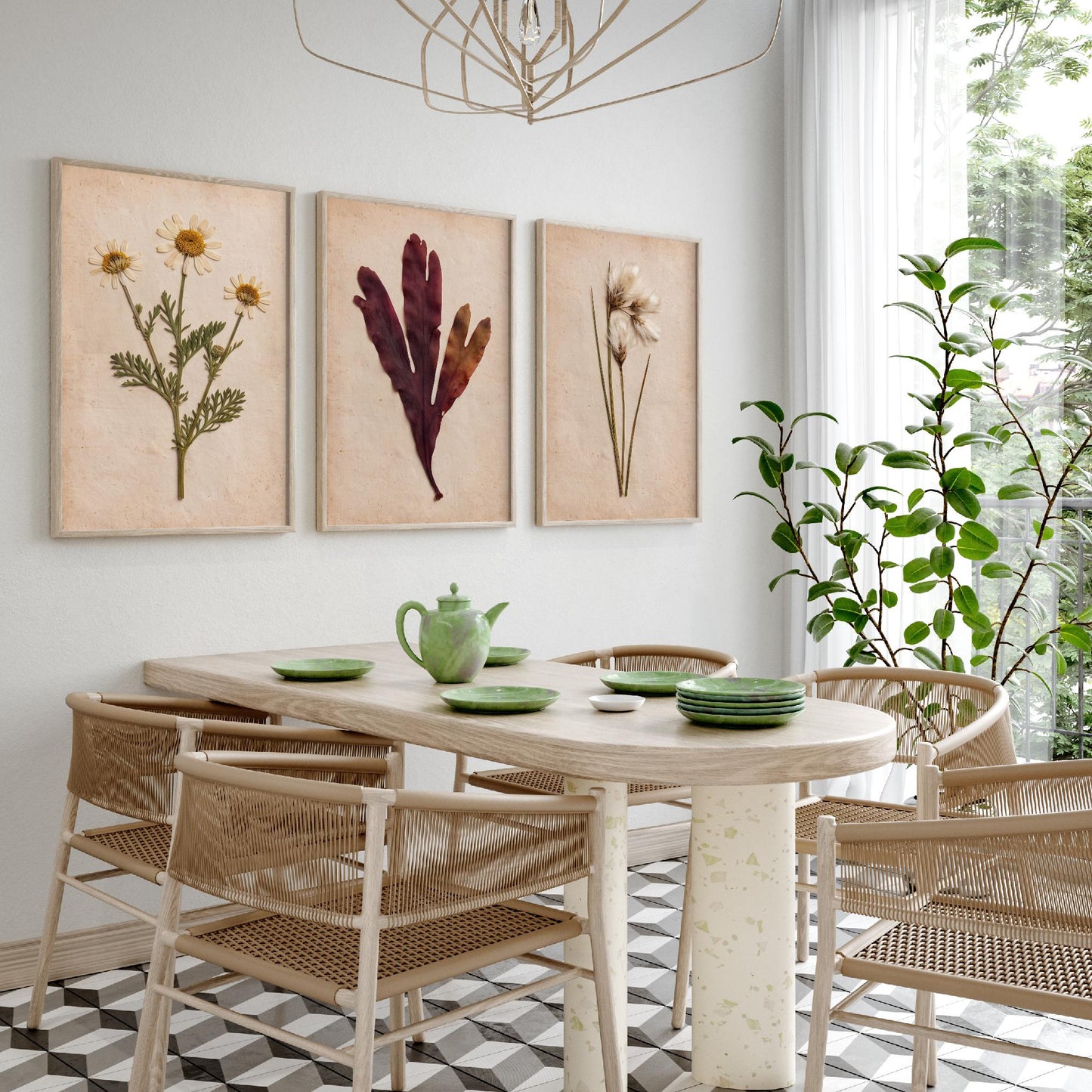 Shetland Shoreline Set of Three Art Prints - Sea Mayweed Dulse Seaweed Cotton Grass - Pressed Coastal Botanical Poster Photo