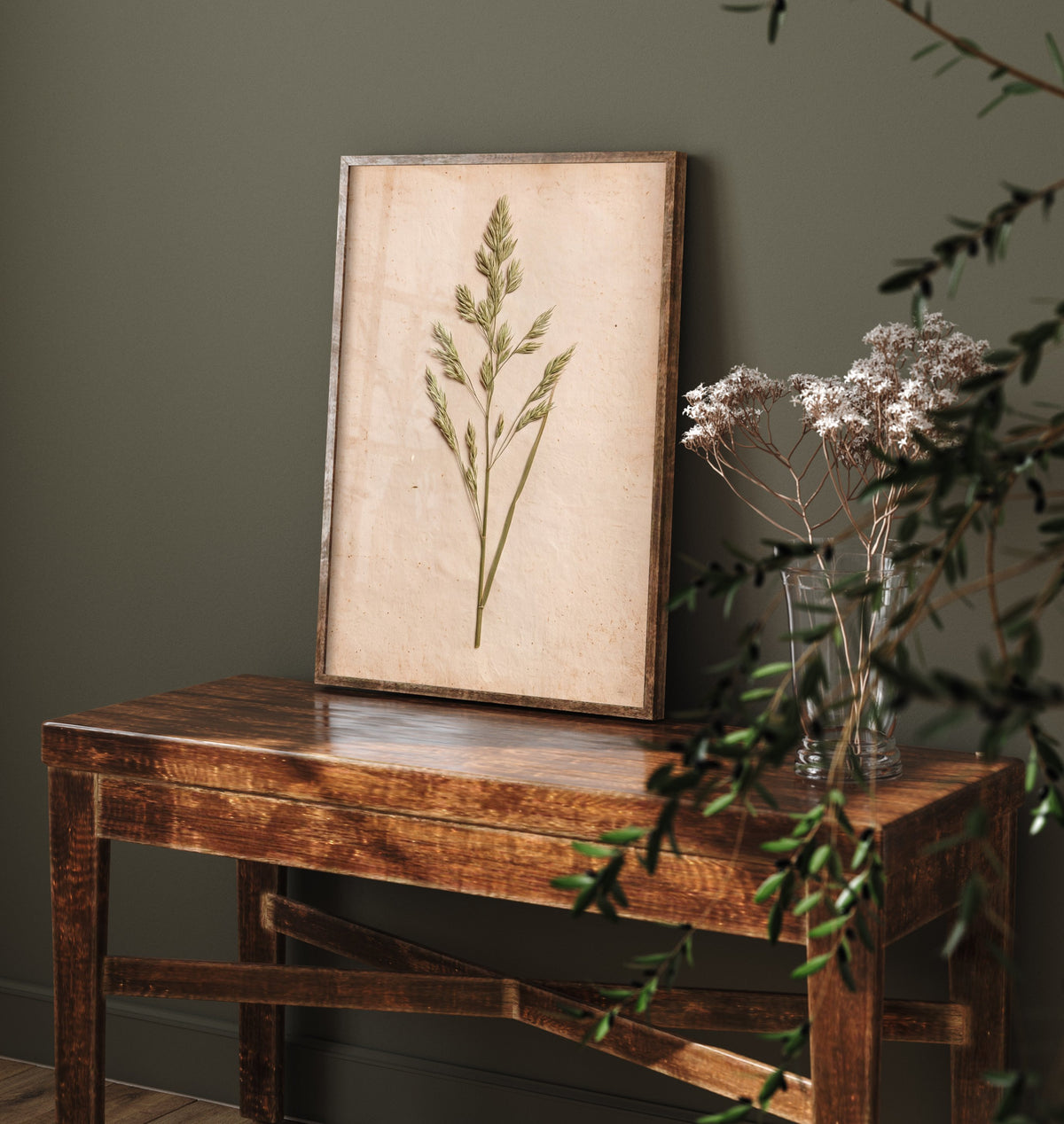 Meadow Grass Art Print - Pressed Grass Vintage Herbarium Photo - Wild Hedgerow Botanical Poster 2/3