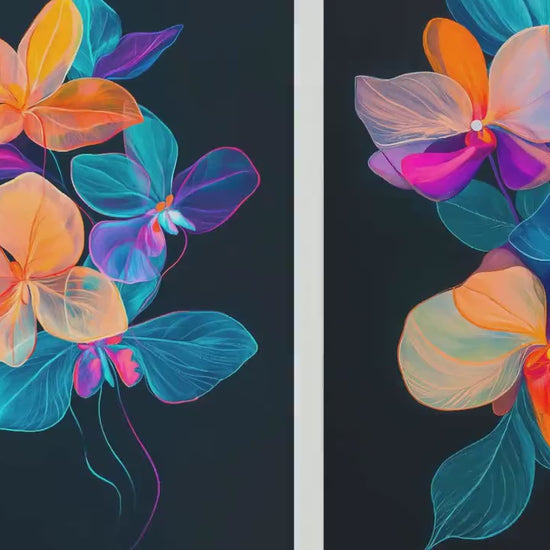 Floating Orchid Jellyfish Flowers - Set of Three Art Prints - Colourful Floral Posters - Ocean Plant Photo Décor - Art Paintings 3