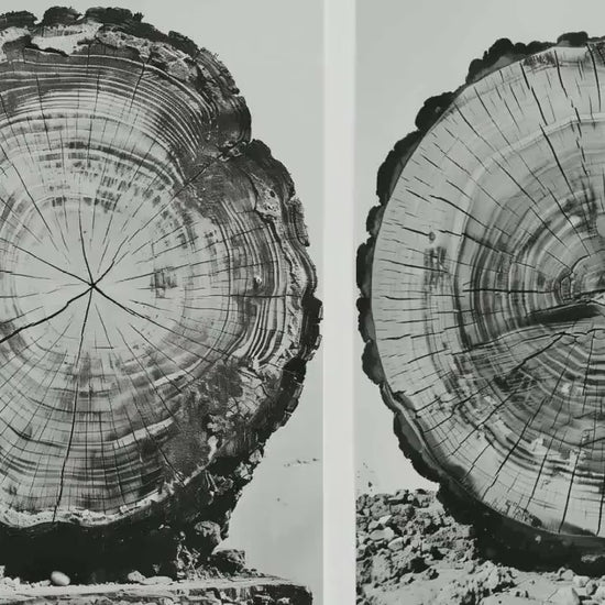 Set of Three Tree Rings Balancing on Stumps Triptych - 3 Natural Pattern Art Prints - Photo Poster Wall Gift, Wood Wooden Painting