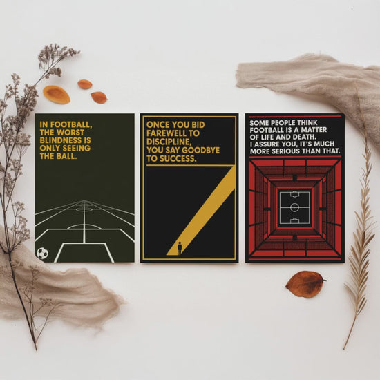 Football Quotes Set of Three Art Prints - 3 Bauhaus Soccer Posters - Minimalist Sport Wall Art Illustration Gift V1