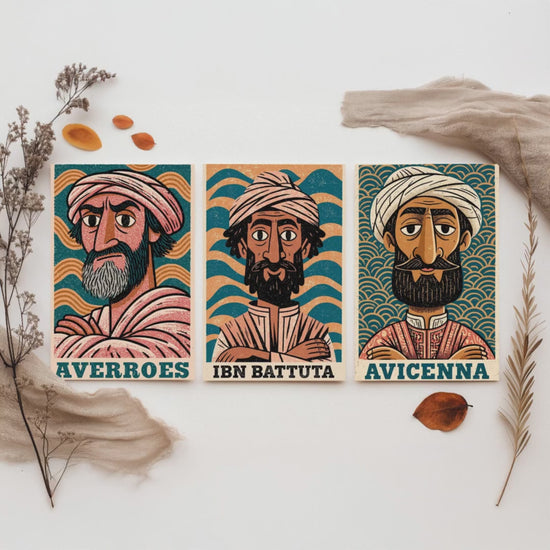Islamic Golden Age Set of Three Art Prints - Averroes, Ibn Battuta, Avicenna - History Poster Wall Art Gift Illustration