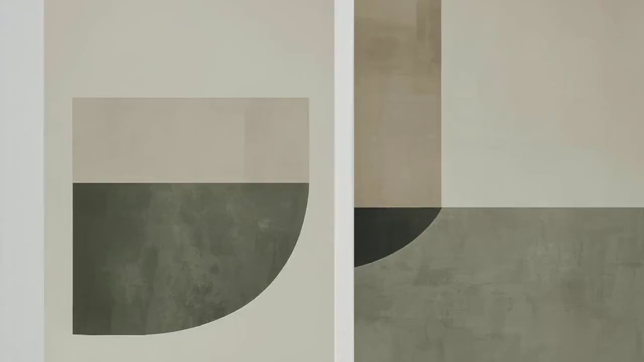 Abstract Geometry in Olive - Set of Three Art Prints - Circle Shape Posters - Muted Rustic Décor - Modern Art Paintings 3