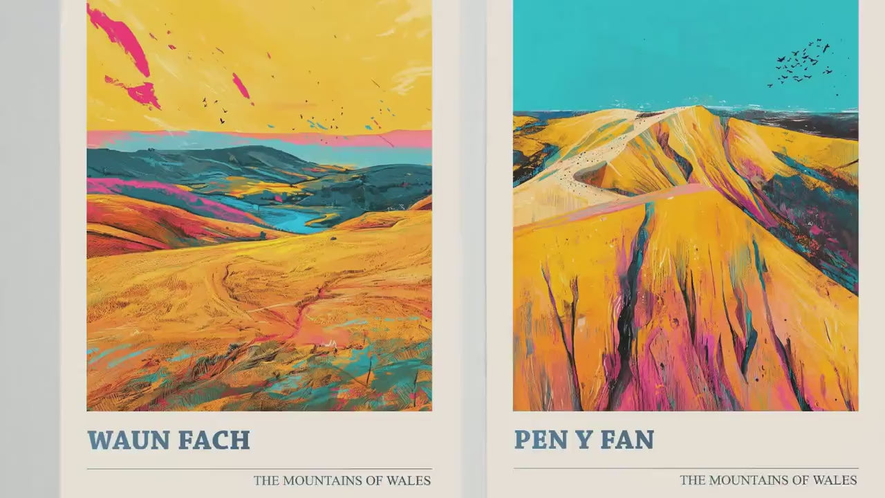 The Pen y Fan Collection V2 - Set of Three Welsh Mountain Art Prints - Waun Fach, Fan Brycheiniog Posters - 3 Photo Painting Illustration