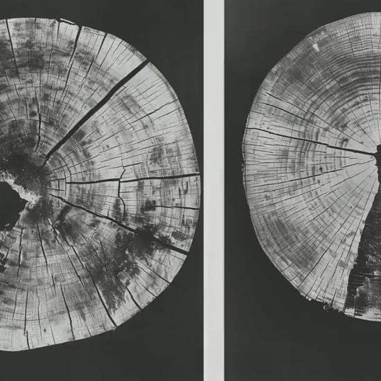 Set of Three Tree Rings Missing Pieces Invert b&w Triptych #V1- 3 Natural Pattern Art Prints - Photo Poster Wall Gift, Wood Wooden Painting