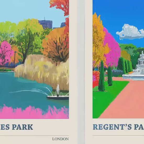Parks of London - Set of Three Art Prints - St James, Regent's and Hyde Park Posters - 3 Photo Painting Illustration Gift Central