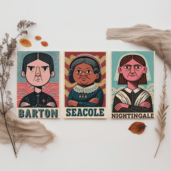 Nursing Pioneers Set of Three Art Prints - Barton, Seacole, Nightingale - Nurse Gift Poster Wall Art Illustration Decor