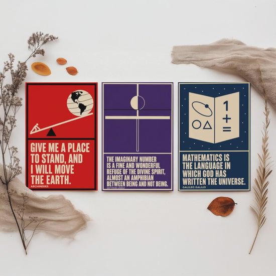 Mathematics Quotes Set of Three Art Prints - 3 Bauhaus Maths Posters - Minimalist Science Wall Art Illustration V1