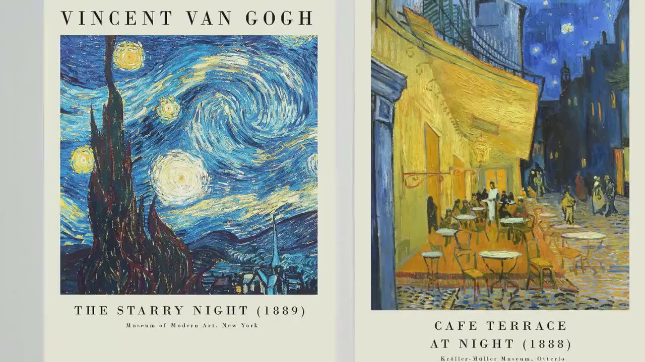 Set of Three Vincent Van Gogh Night Scene Prints - 3 Paintings Photo Poster Wall Art Gift Giclée Museum Starry Night Rhone Night Café