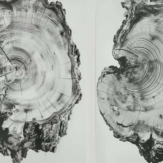 Set of Three Tree Ring Stump Warped and Mangled Triptych - 3 Natural Pattern Art Prints - Photo Poster Wall Gift, Wood Wooden Painting