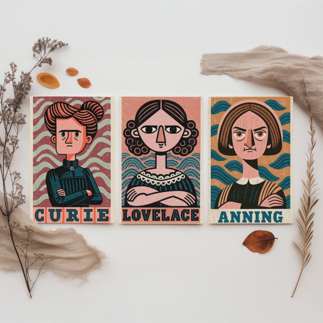 Women of Science Set of Three Art Prints - Marie Curie, Ada Lovelace, Mary Anning - Poster Wall Art Gift Illustration Decor