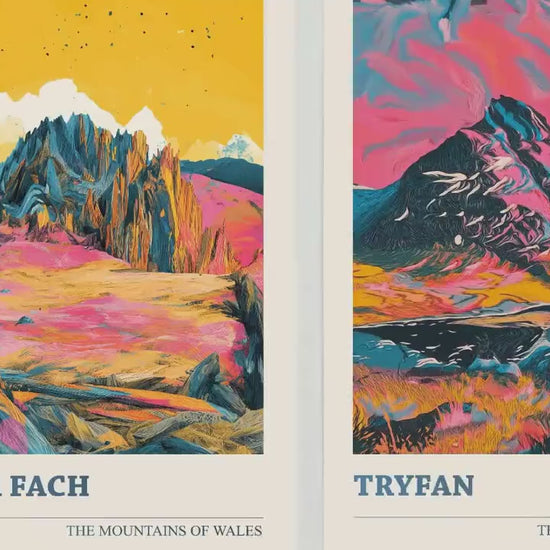 The Yr Wyddfa Collection V3 - Set of Three Welsh Mountain Art Prints - Tryfan, Glyder Fach, Snowdon Posters - 3 Photo Painting Illustration