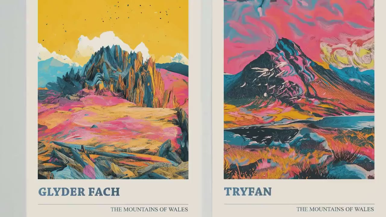 The Yr Wyddfa Collection V3 - Set of Three Welsh Mountain Art Prints - Tryfan, Glyder Fach, Snowdon Posters - 3 Photo Painting Illustration