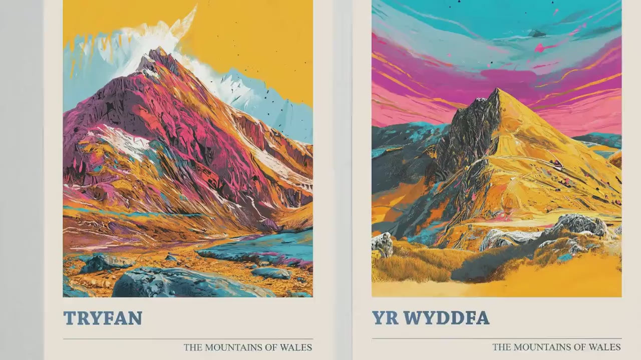 The Yr Wyddfa Collection V2 - Set of Three Welsh Mountain Art Prints - Tryfan, Glyder Fach, Snowdon Posters - 3 Photo Painting Illustration