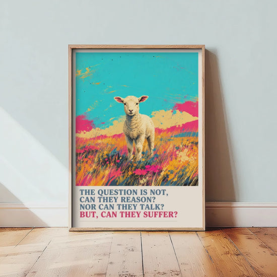 Can They Suffer Art Print - Pop Art Vegan Quote Poster - Lamb Illustration Wall Art 1/3