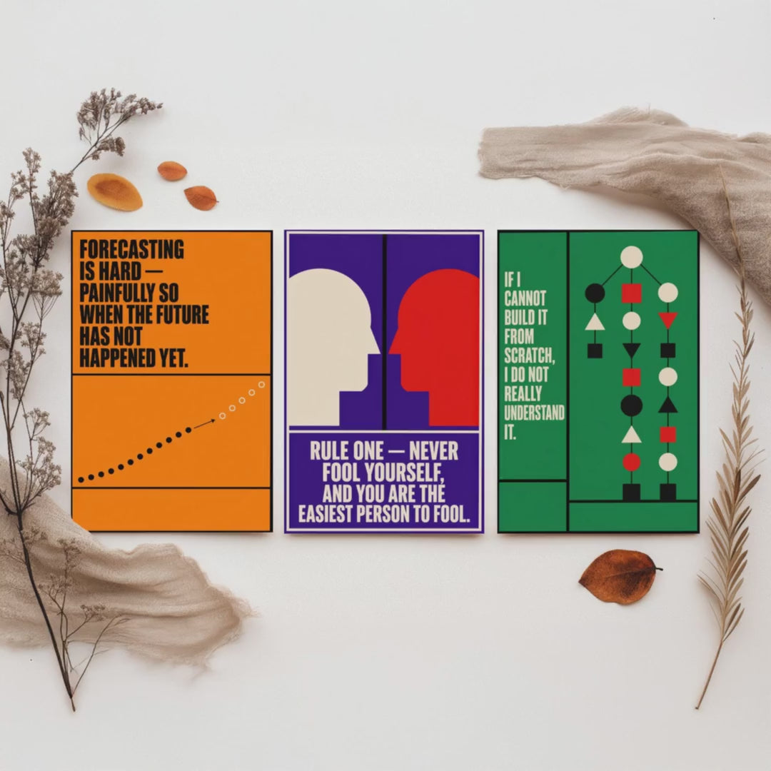 Machine Learning Quotes Set of Three Art Prints - 3 Retro Bauhaus AI Posters - Minimalist Tech Wall Art Illustration V2