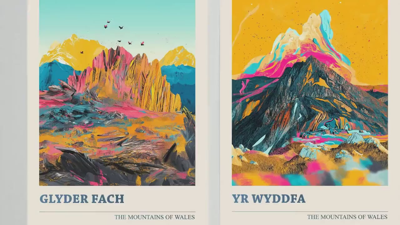 The Yr Wyddfa Collection V1 - Set of Three Welsh Mountain Art Prints - Tryfan, Glyder Fach, Snowdon Posters - 3 Photo Painting Illustration